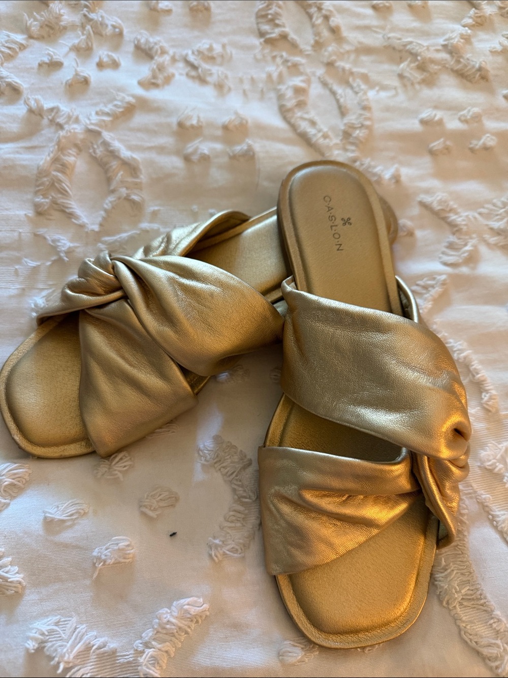 Caslon Metallic Gold Knotted Slide Sandals